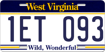 WV license plate 1ET093