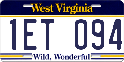 WV license plate 1ET094