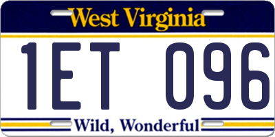 WV license plate 1ET096