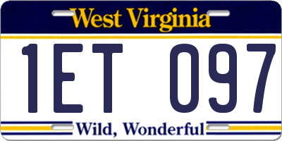 WV license plate 1ET097