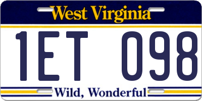 WV license plate 1ET098