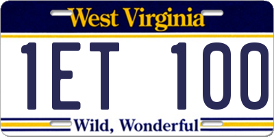 WV license plate 1ET100