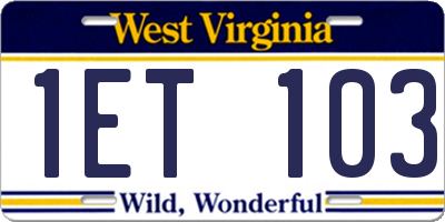 WV license plate 1ET103