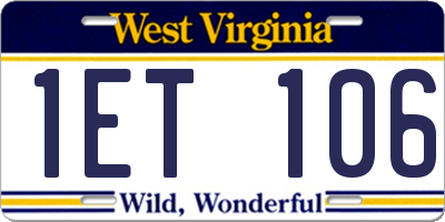 WV license plate 1ET106