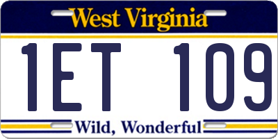 WV license plate 1ET109