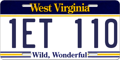 WV license plate 1ET110