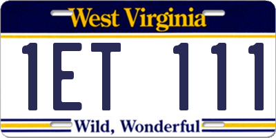 WV license plate 1ET111