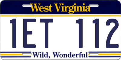 WV license plate 1ET112
