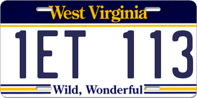WV license plate 1ET113