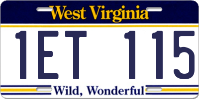 WV license plate 1ET115