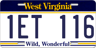 WV license plate 1ET116