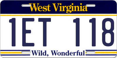 WV license plate 1ET118