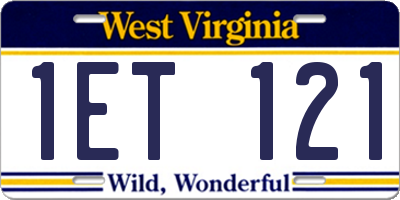 WV license plate 1ET121