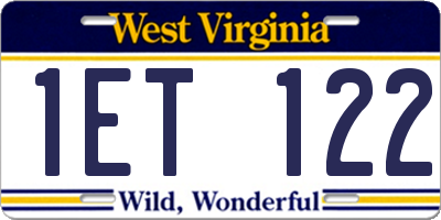 WV license plate 1ET122