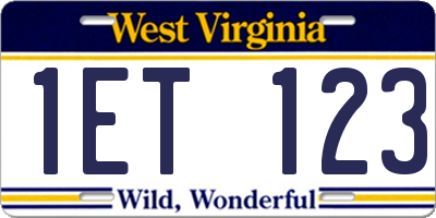 WV license plate 1ET123