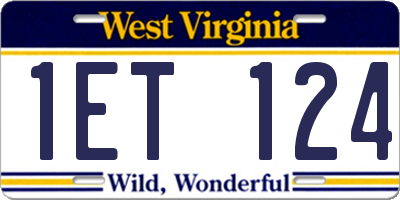 WV license plate 1ET124