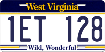 WV license plate 1ET128