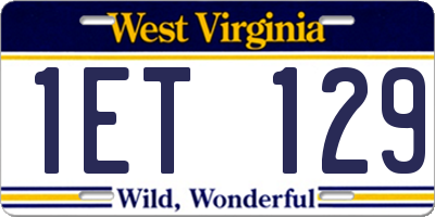 WV license plate 1ET129