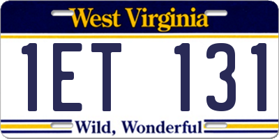 WV license plate 1ET131