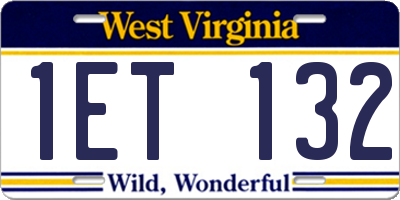 WV license plate 1ET132