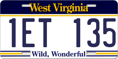WV license plate 1ET135