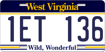 WV license plate 1ET136