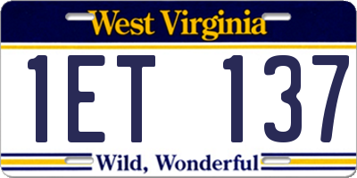 WV license plate 1ET137