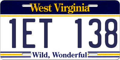 WV license plate 1ET138