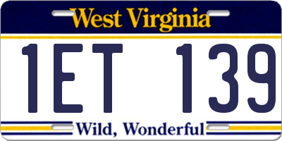 WV license plate 1ET139