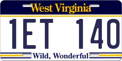 WV license plate 1ET140