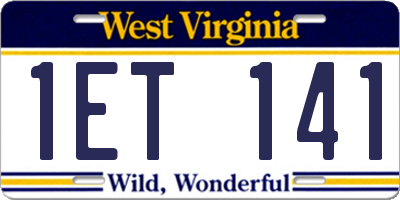 WV license plate 1ET141