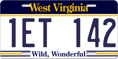 WV license plate 1ET142