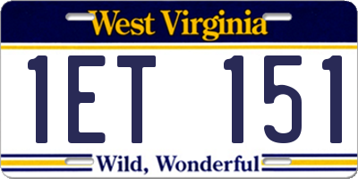 WV license plate 1ET151