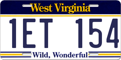 WV license plate 1ET154