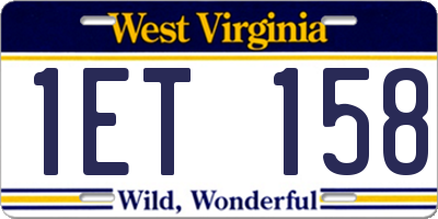 WV license plate 1ET158