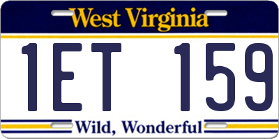 WV license plate 1ET159