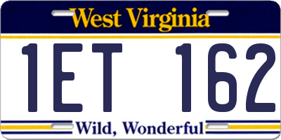 WV license plate 1ET162