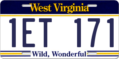 WV license plate 1ET171