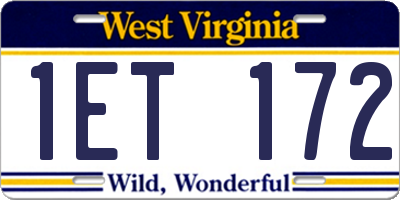 WV license plate 1ET172