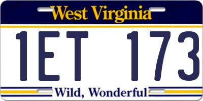 WV license plate 1ET173