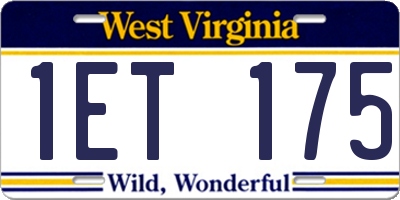 WV license plate 1ET175