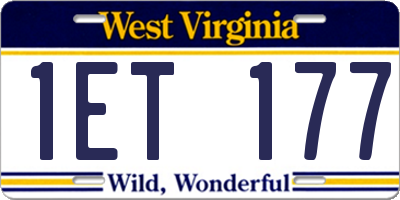 WV license plate 1ET177