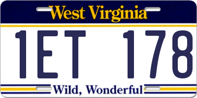 WV license plate 1ET178