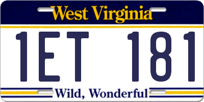 WV license plate 1ET181