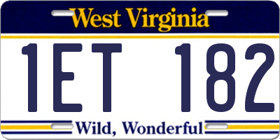 WV license plate 1ET182