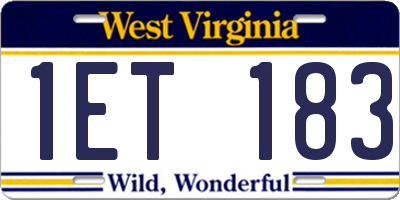 WV license plate 1ET183