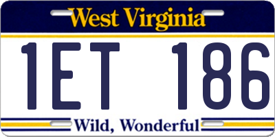 WV license plate 1ET186