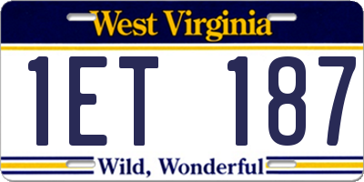 WV license plate 1ET187