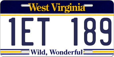 WV license plate 1ET189