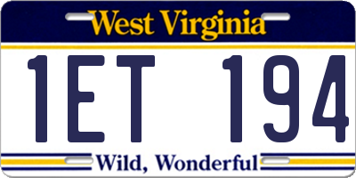 WV license plate 1ET194
